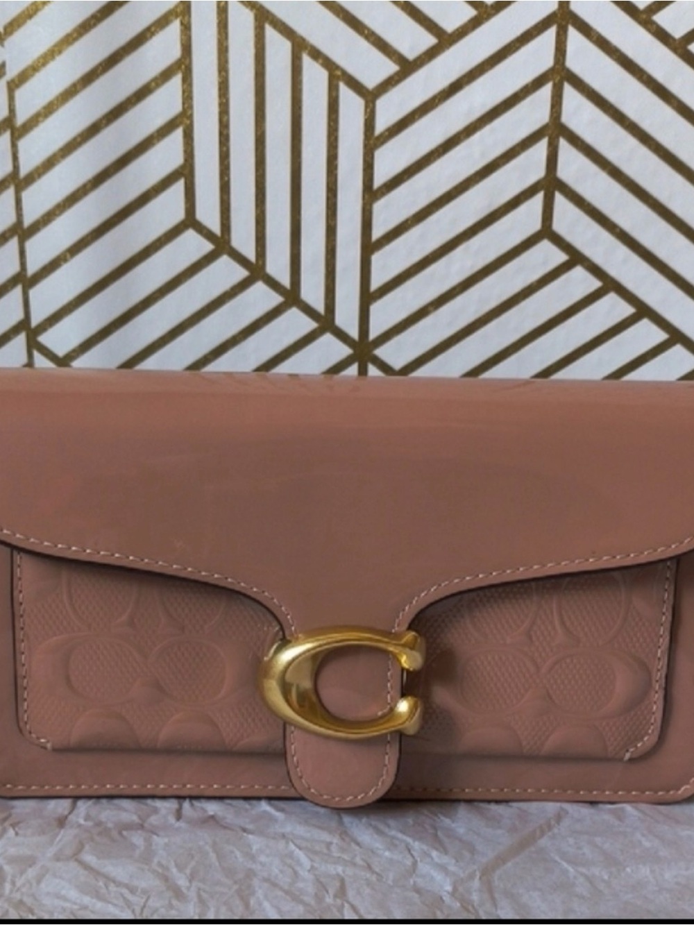 Coach Dusty Rose Leather Clutch with Gold 'C' Closure